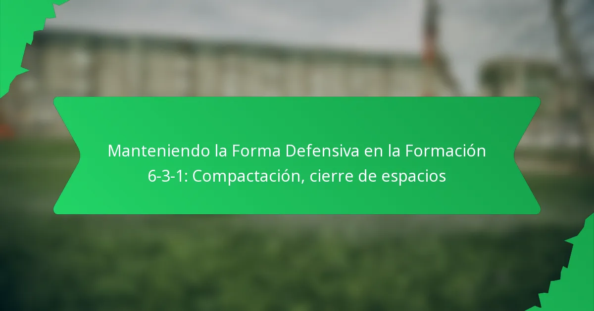Manteniendo la Forma Defensiva en la Formación 6-3-1: Compactación, cierre de espacios