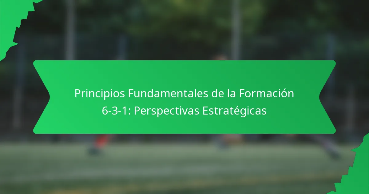 Principios Fundamentales de la Formación 6-3-1: Perspectivas Estratégicas